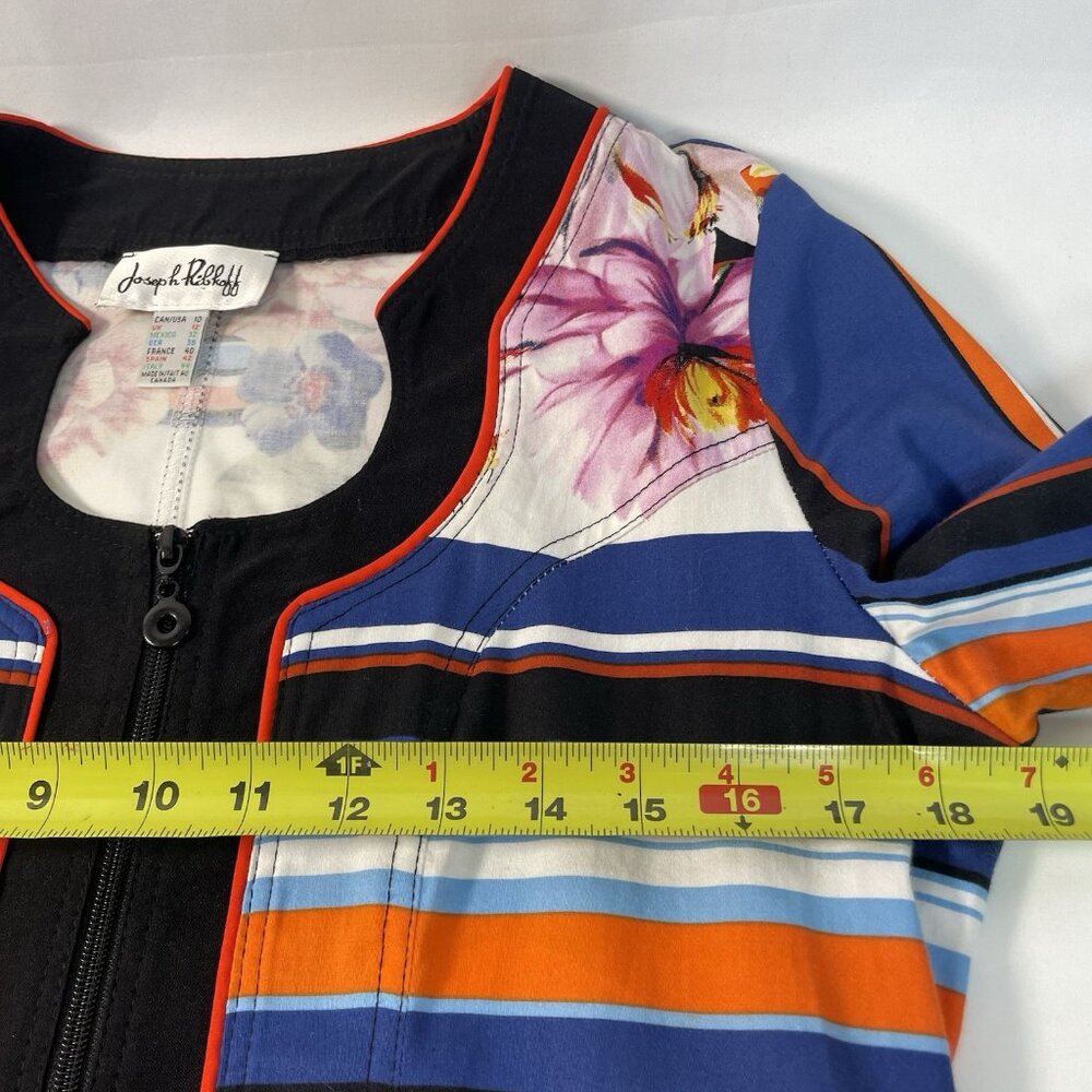 Joseph Ribkoff Floral & Stripe Zip Jacket – Size 10 (CAN/USA) - Picture 13 of 15